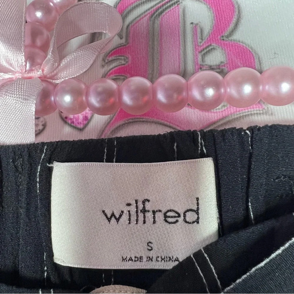 Wilfred pants capris linen wide leg light weight pin striped with bow tie up - Picture 4 of 8